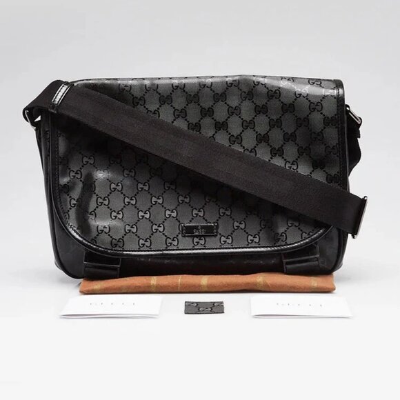 Gucci Black GG Imprime Coated Canvas Medium Messenger Bag - Picture 12 of 12